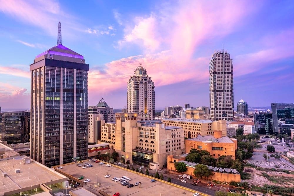 The Sandton business district skyline in Johannesburg, South Africa