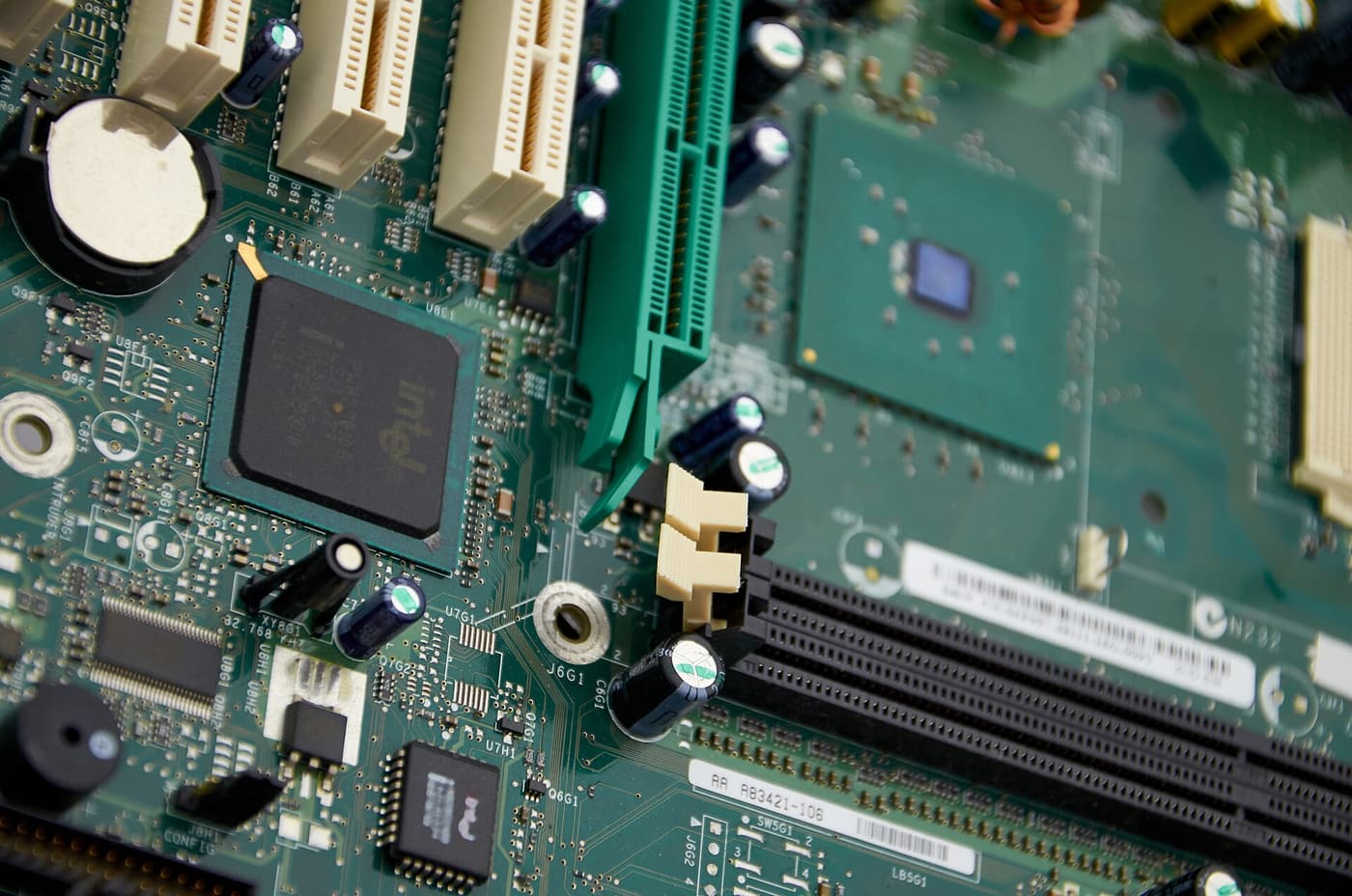 Macro view of a computer circuit board
